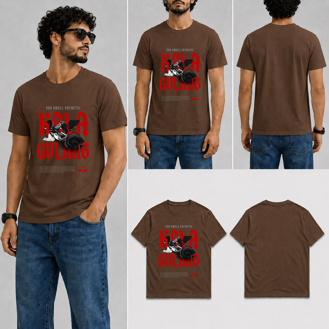 Kala Gulaab Male Round Neck Half Sleeve T-Shirt