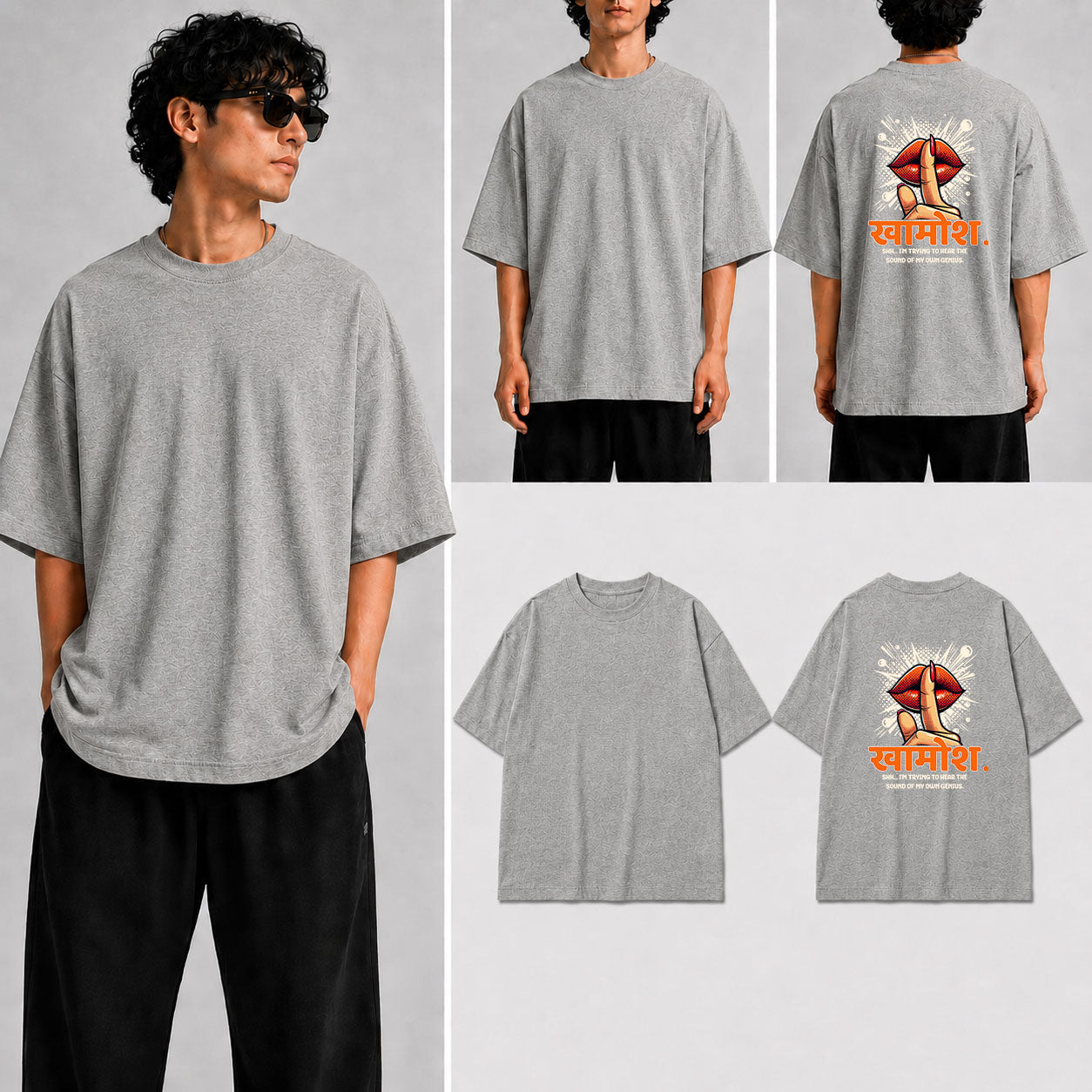 KHAMOSH Unisex Oversized Standard T-Shirt for man & women