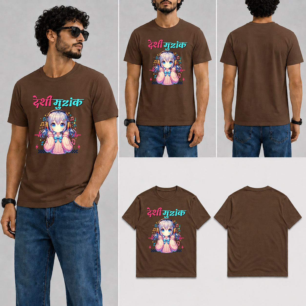 DESHI MUZIK Male Round Neck Half Sleeve T-Shirt