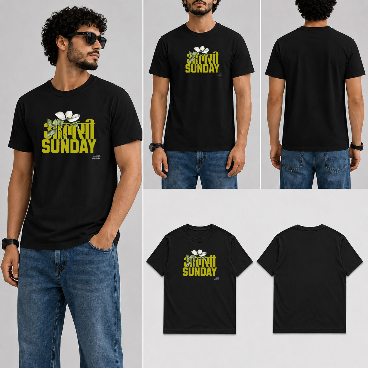 ALSHI SUNDAY Male Round Neck Half Sleeve T-Shirt