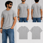 Plain Grey Male Round Neck Half Sleeve T-Shirt