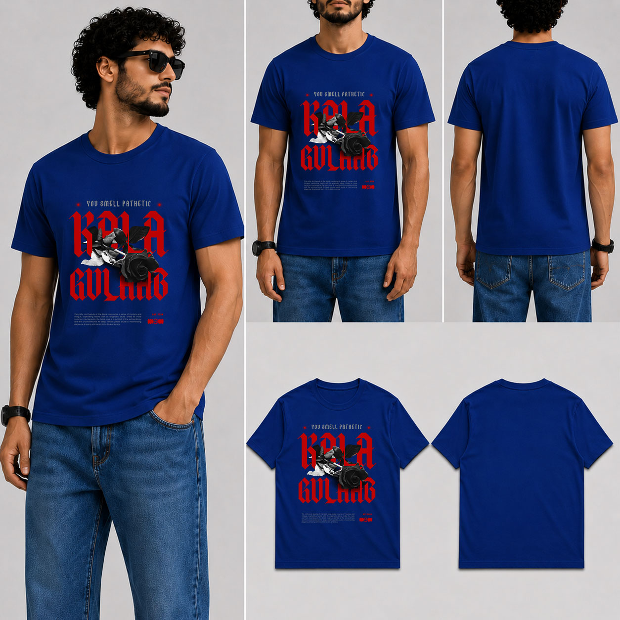 Kala Gulaab Male Round Neck Half Sleeve T-Shirt
