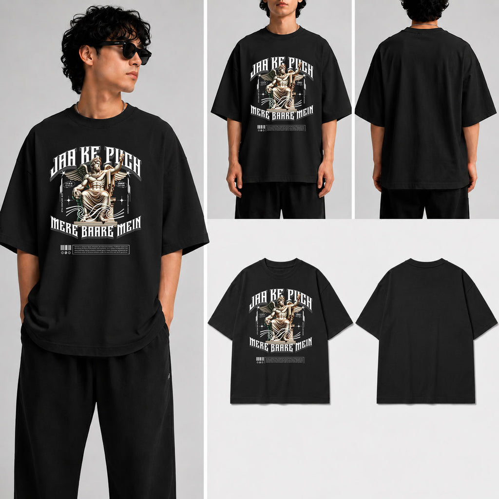 Jaake Puch Mere Bare Mein Unisex Oversized Standard T-Shirt for man & women