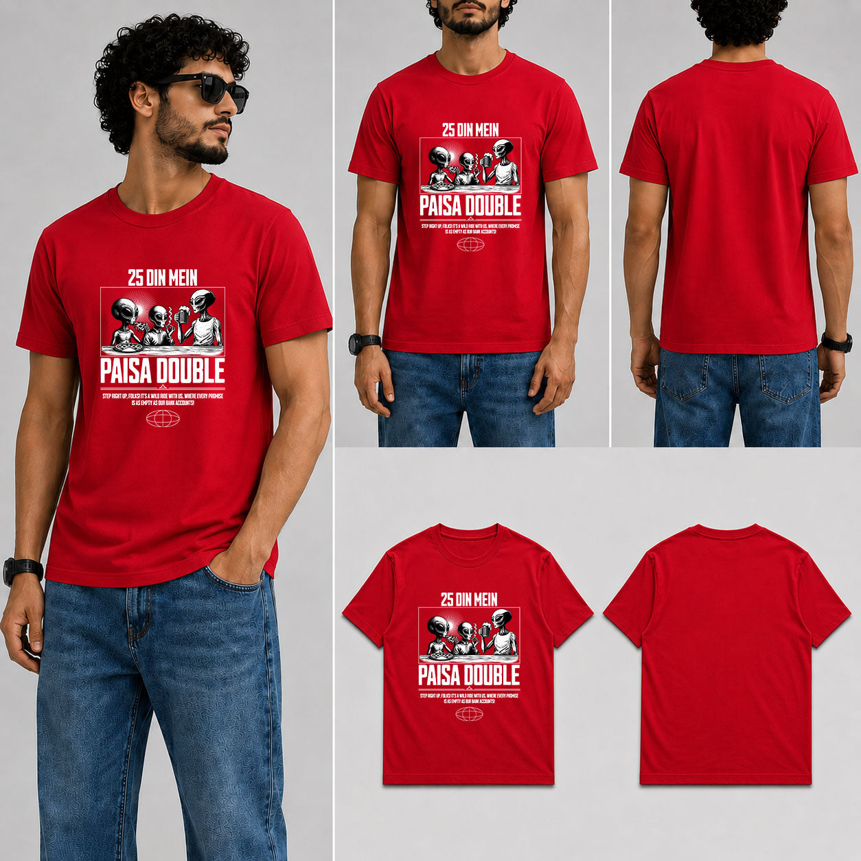 PAISA DOUBLE Male Round Neck Half Sleeve T-Shirt