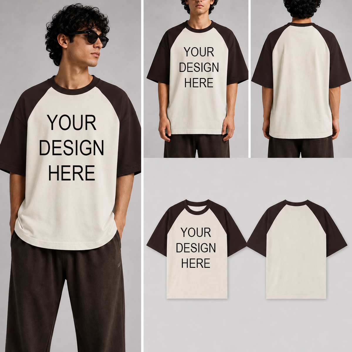 Customized Custom Personalized Unisex Oversized Raglan T-Shirt for man & women