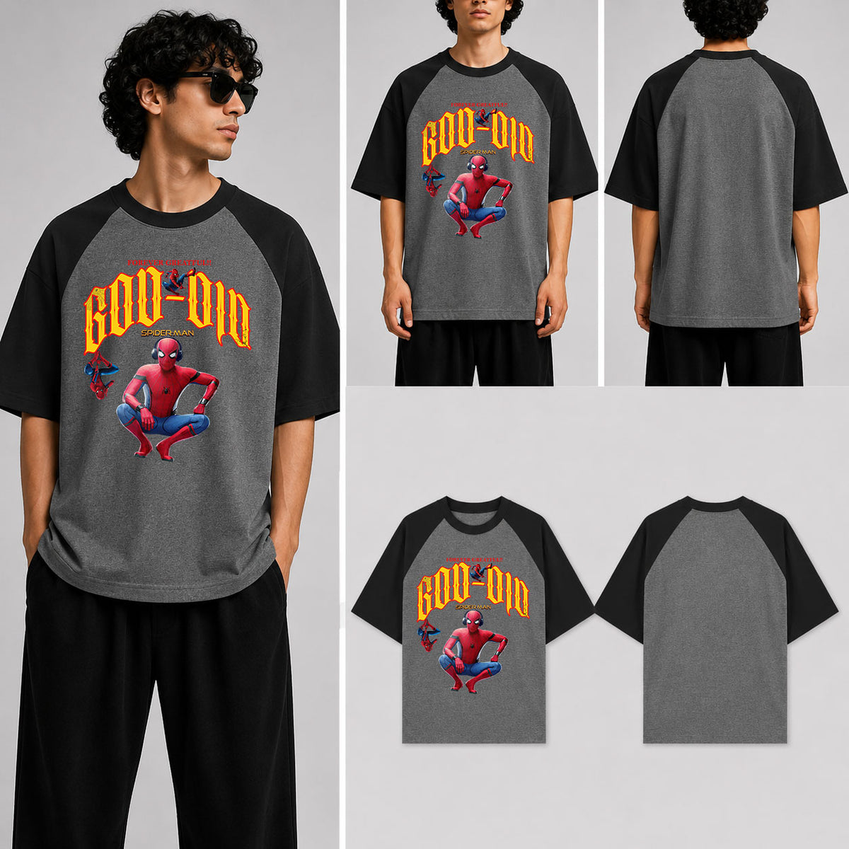 God Did Spiderman Unisex Oversized Raglan T-Shirt for man & women
