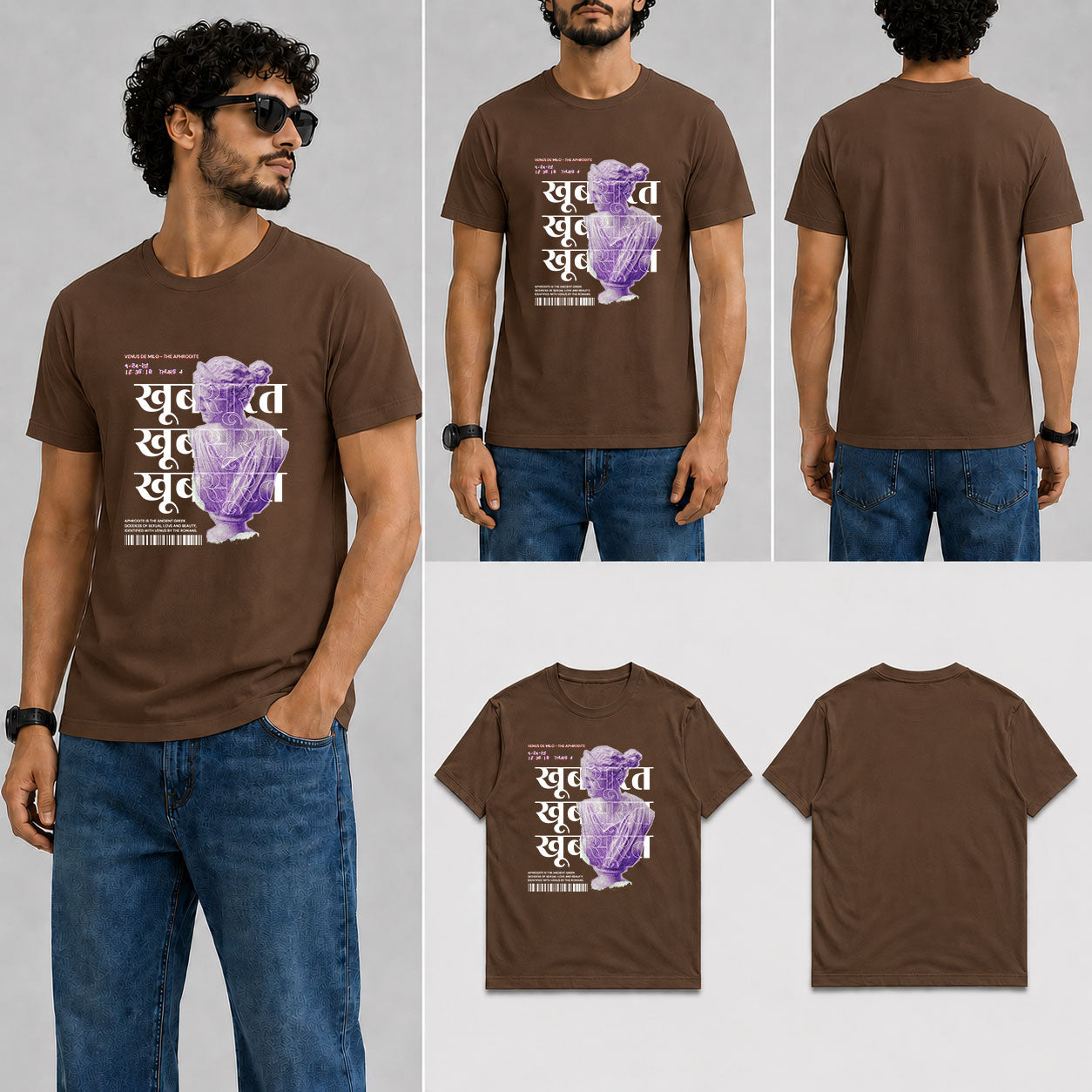 KHOOBSURAT Male Round Neck Half Sleeve T-Shirt