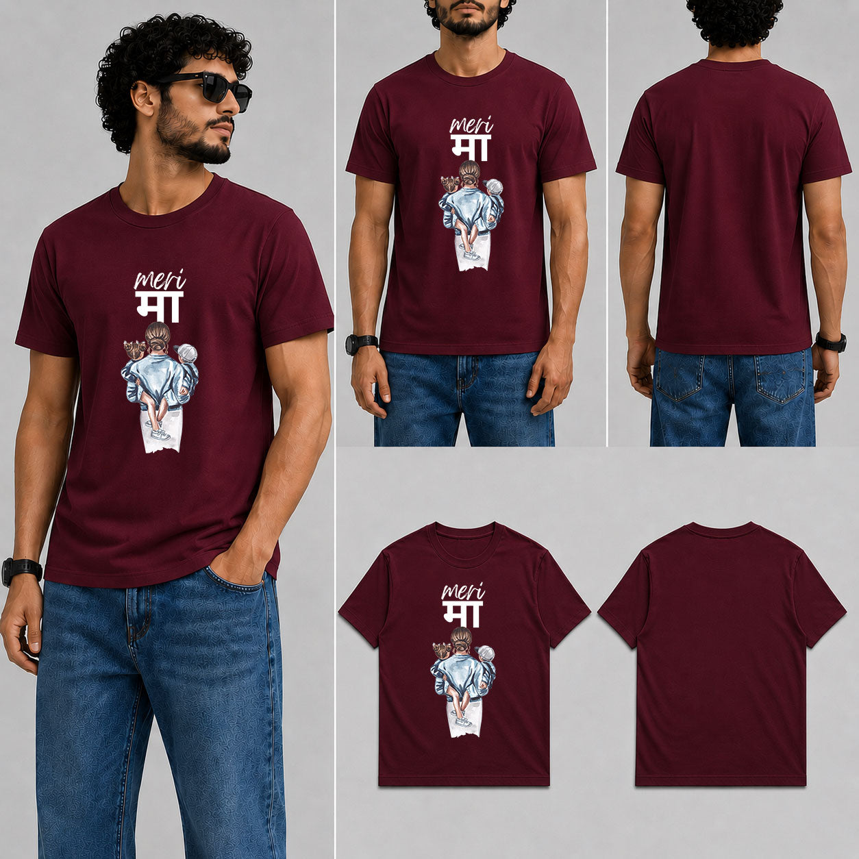 meri maa Male Round Neck Half Sleeve T-Shirt