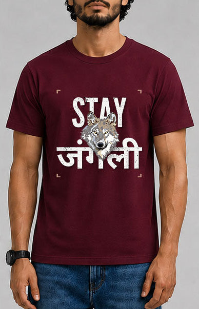 STAY JUNGLI Male Round Neck Half Sleeve T-Shirt