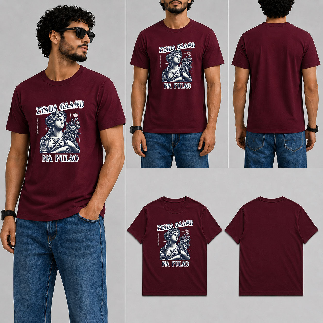 Zyada Gaa_d na fulao Male Round Neck Half Sleeve T-Shirt