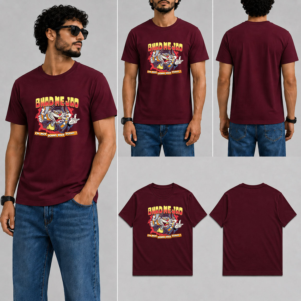 Bhad Me Jao Male Round Neck Half Sleeve T-Shirt