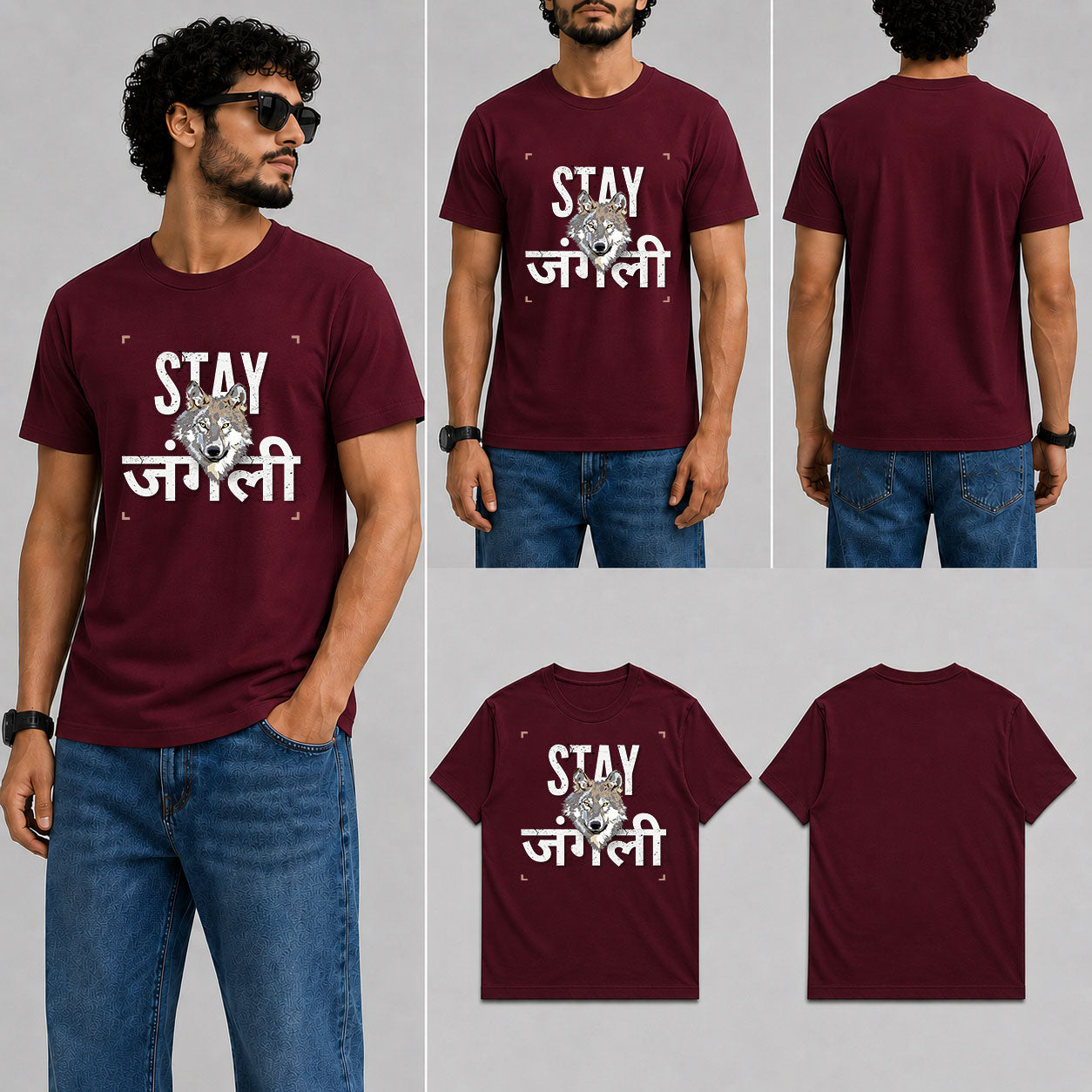 STAY JUNGLI Male Round Neck Half Sleeve T-Shirt