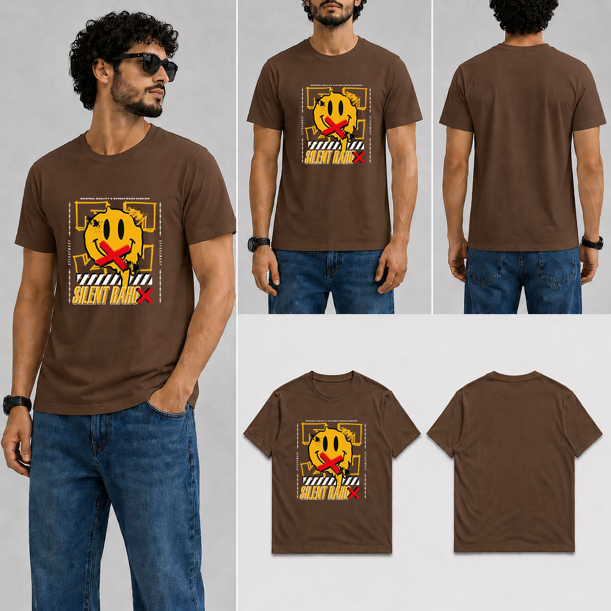 Silent Raho Male Round Neck Half Sleeve T-Shirt