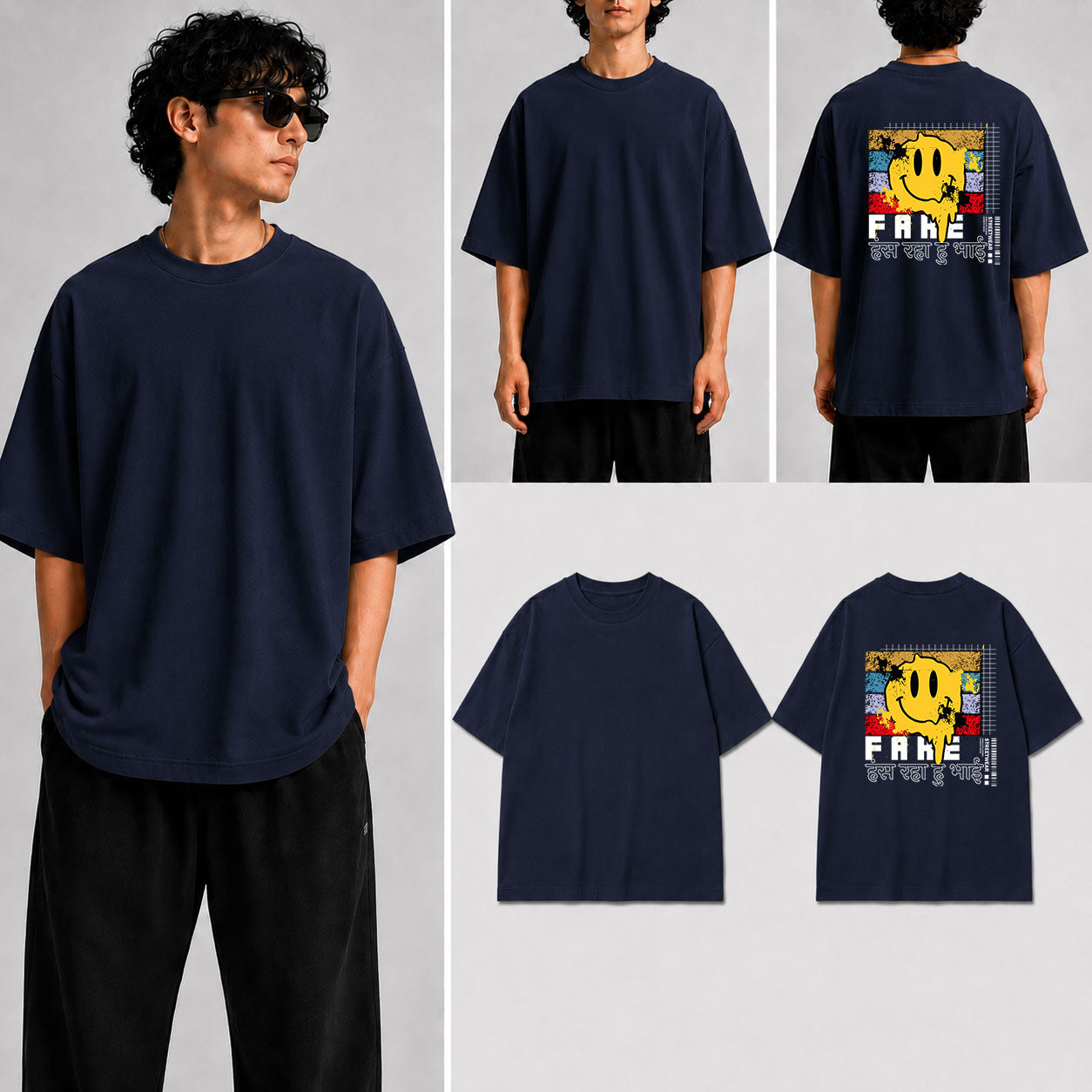 Fake हंस रहा हु भाई Unisex Oversized Standard T-Shirt for man & women