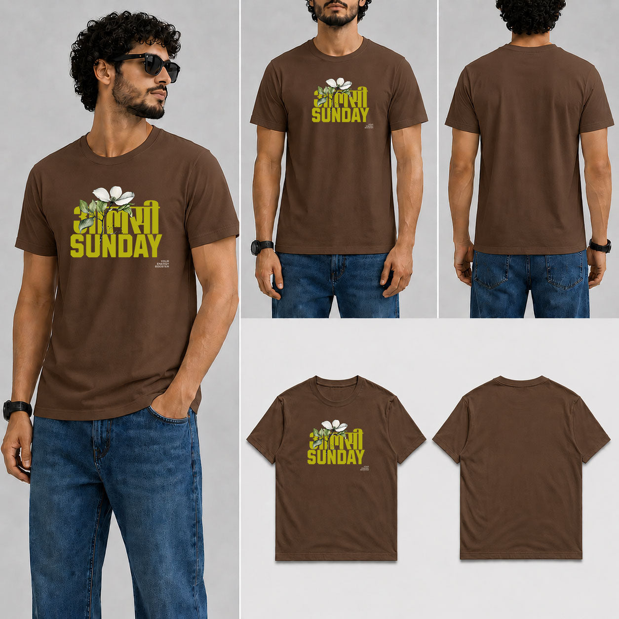 ALSHI SUNDAY Male Round Neck Half Sleeve T-Shirt