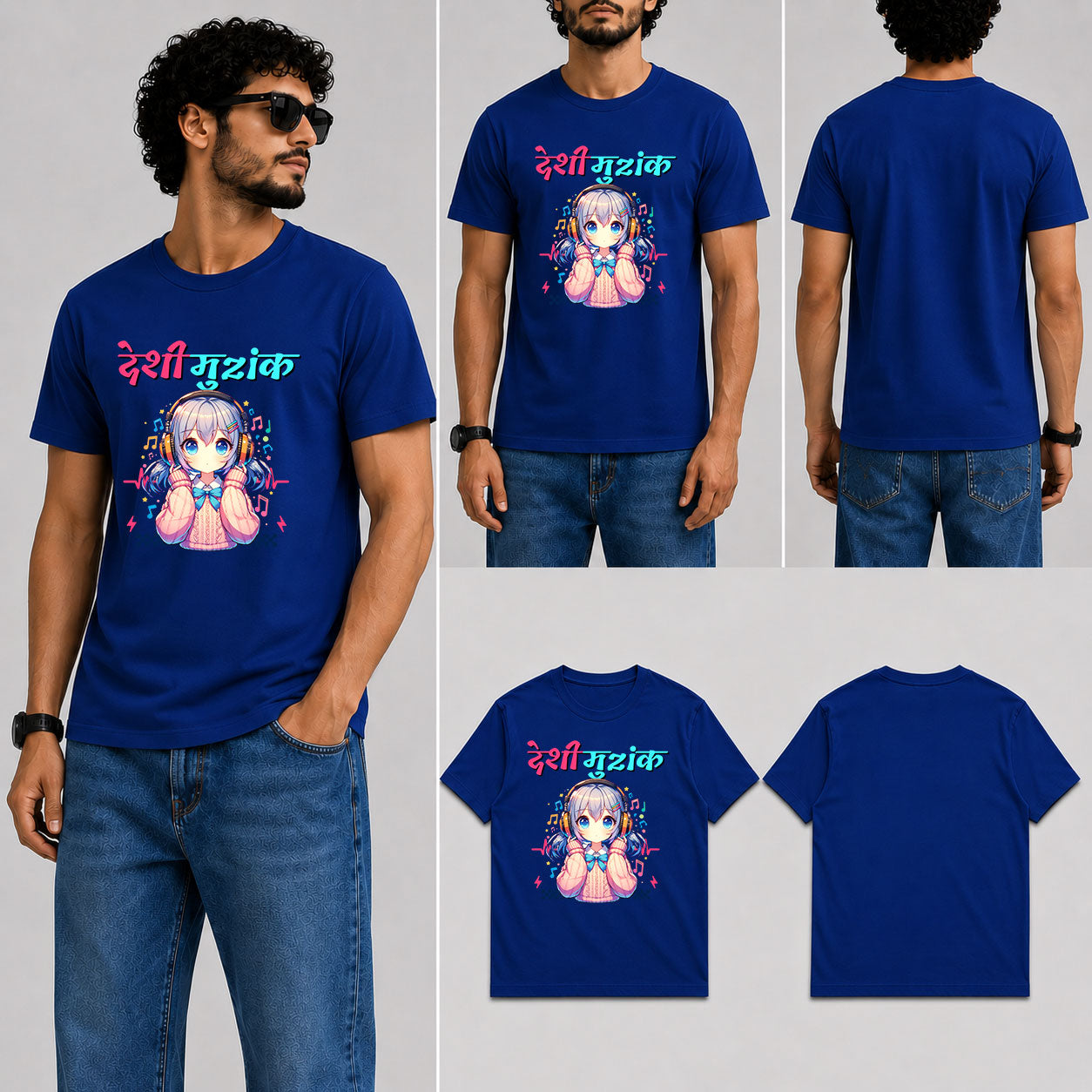 DESHI MUZIK Male Round Neck Half Sleeve T-Shirt