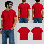 Plain Red Male Round Neck Half Sleeve T-Shirt