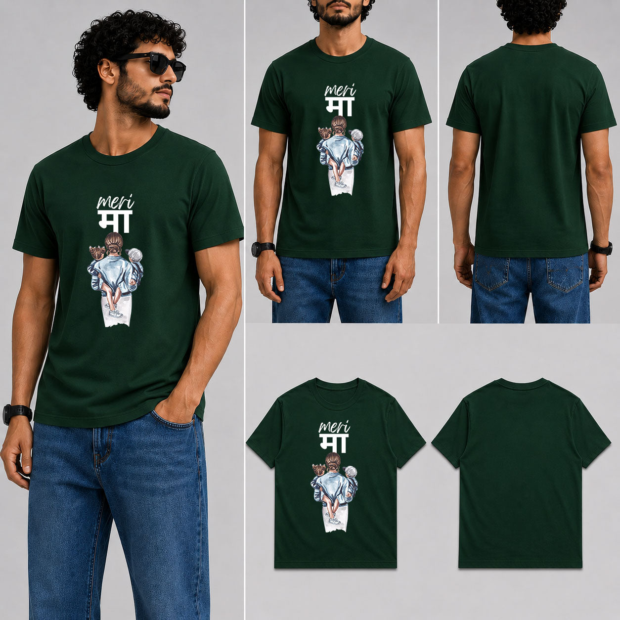 meri maa Male Round Neck Half Sleeve T-Shirt