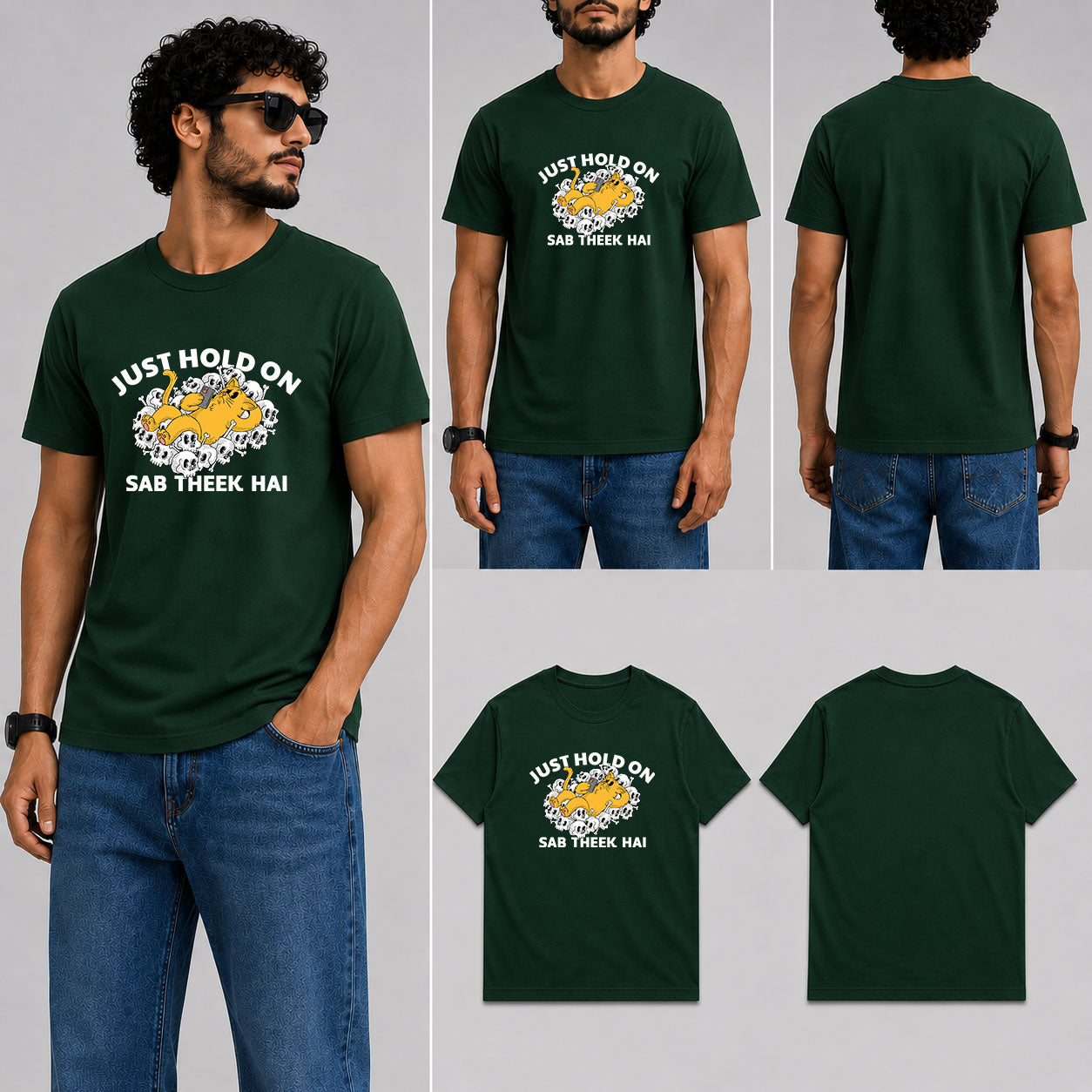 Just Hold On Male Round Neck Half Sleeve T-Shirt
