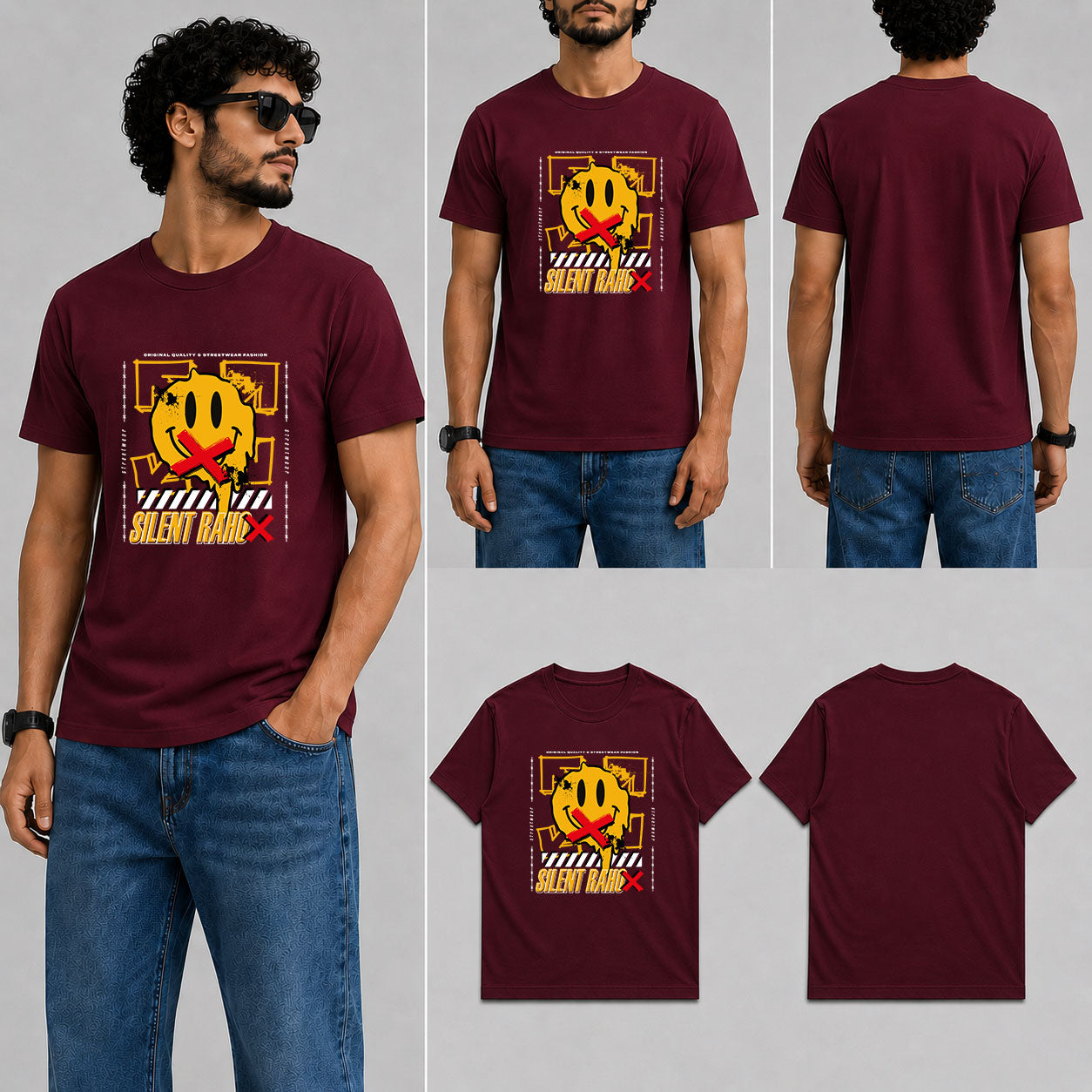 Silent Raho Male Round Neck Half Sleeve T-Shirt