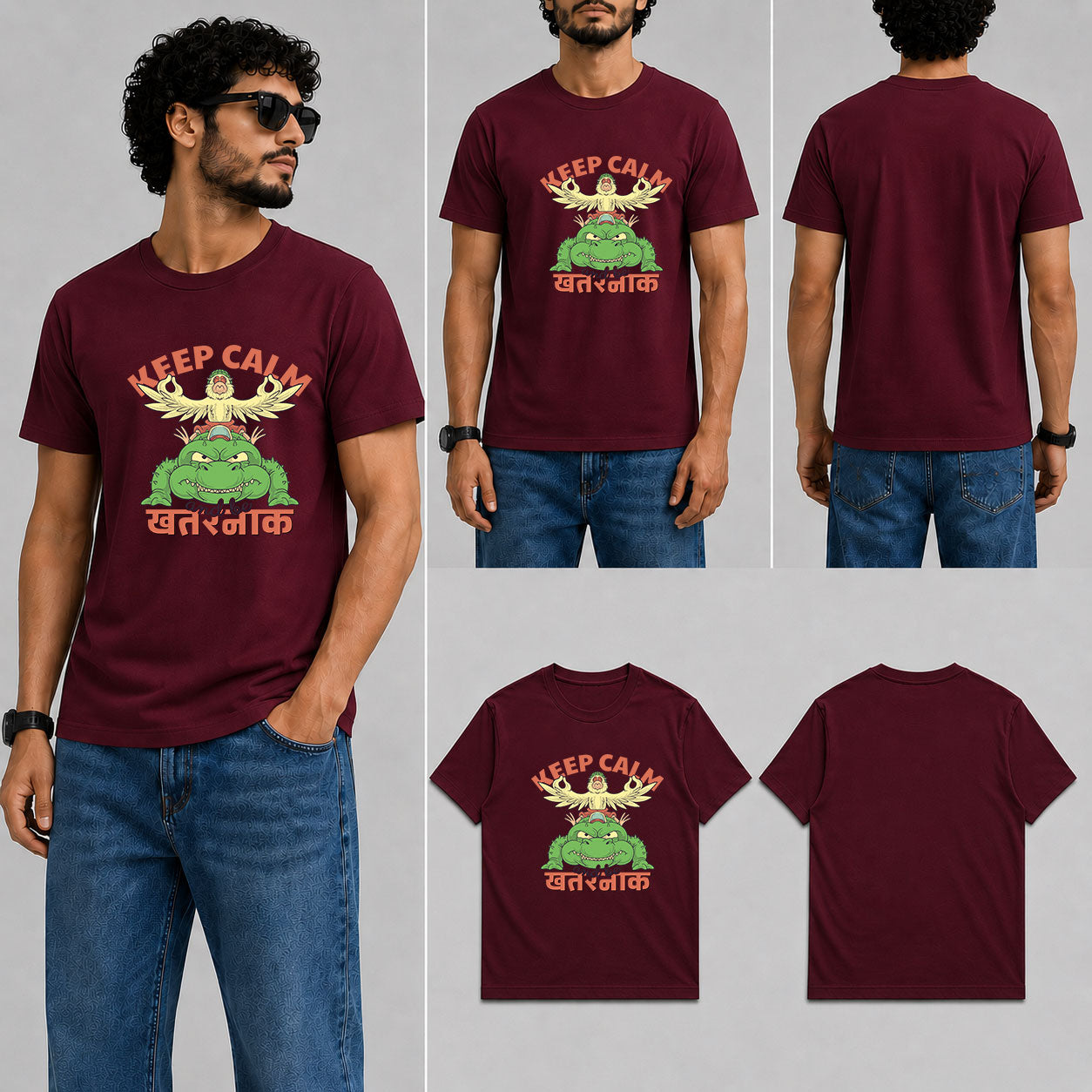 Keep Calm Male Round Neck Half Sleeve T-Shirt