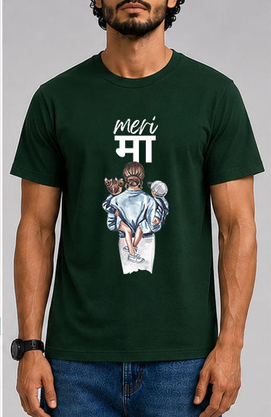 meri maa Male Round Neck Half Sleeve T-Shirt