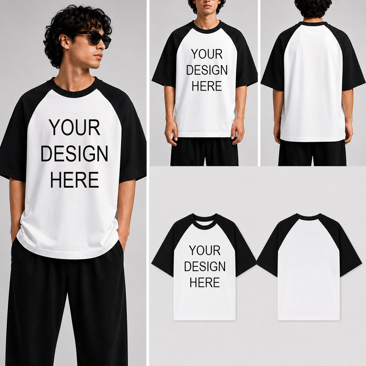 Customized Custom Personalized Unisex Oversized Raglan T-Shirt for man & women