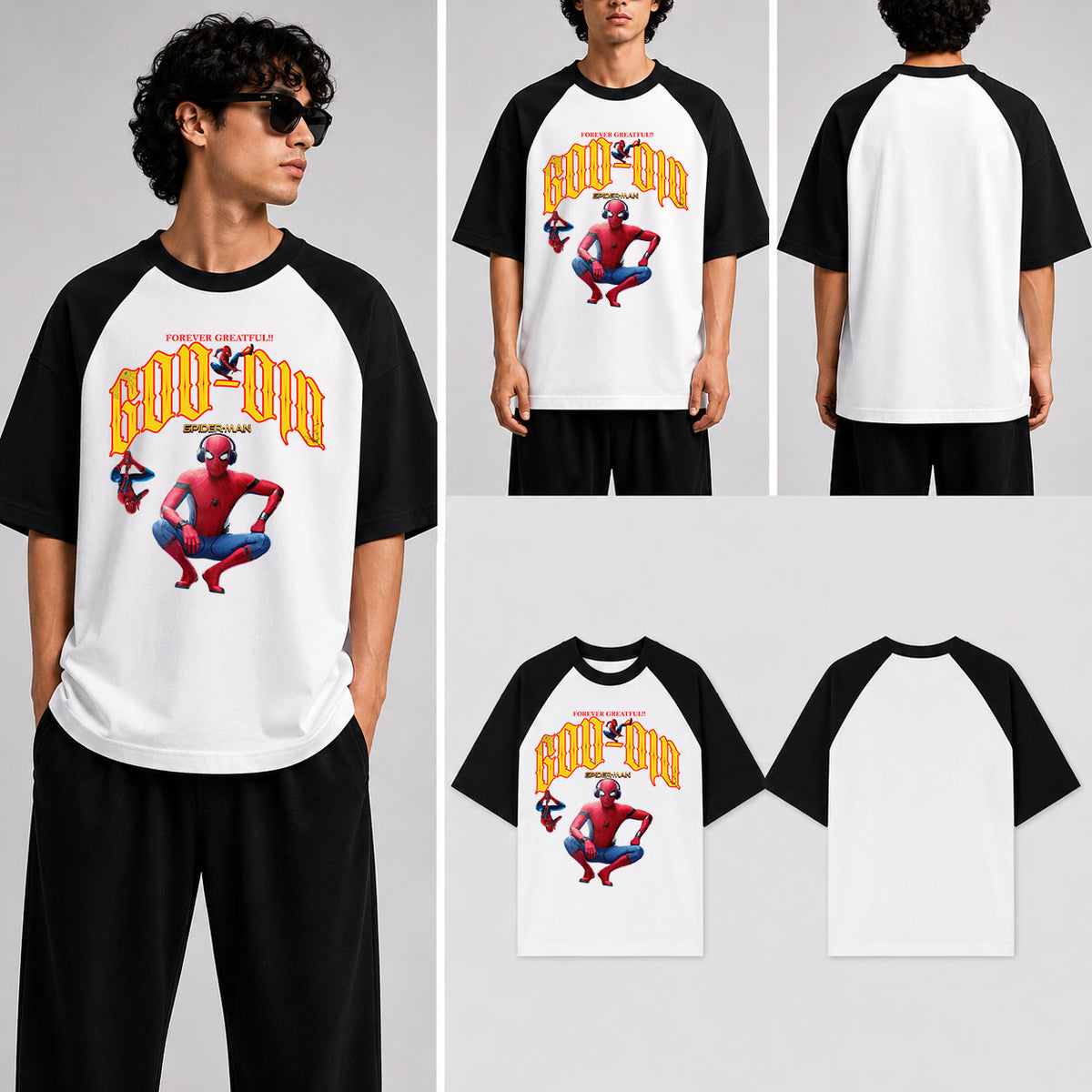 God Did Spiderman Unisex Oversized Raglan T-Shirt for man & women