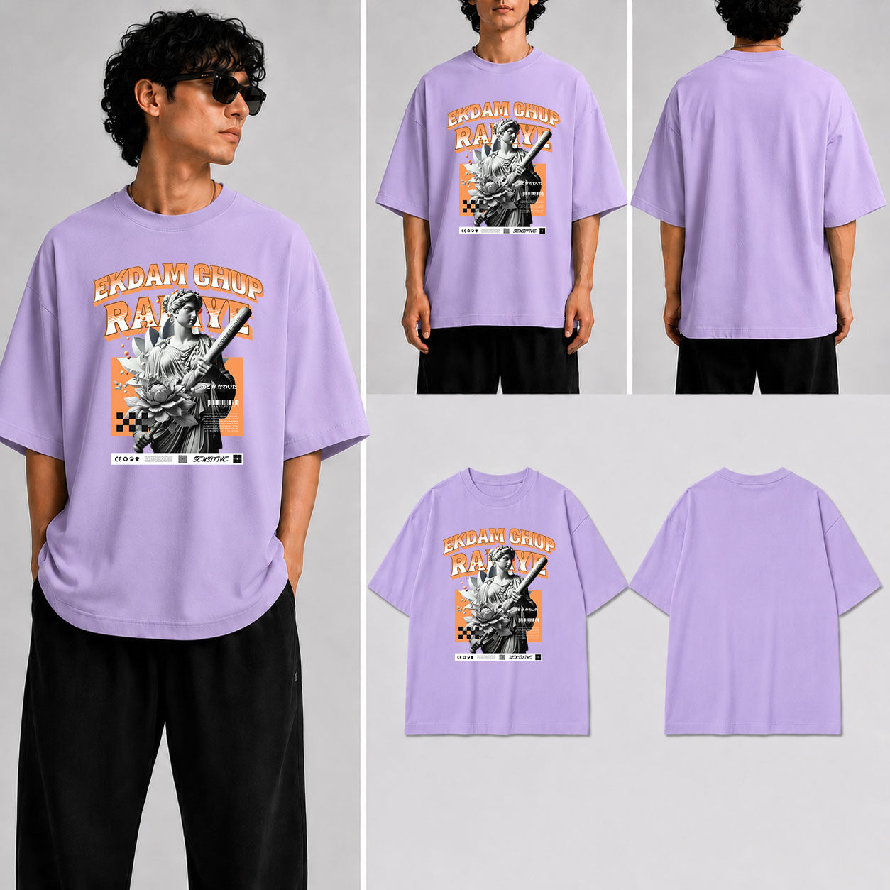 Ekdam ChuP Rahiye Unisex Oversized Standard T-Shirt for man & women