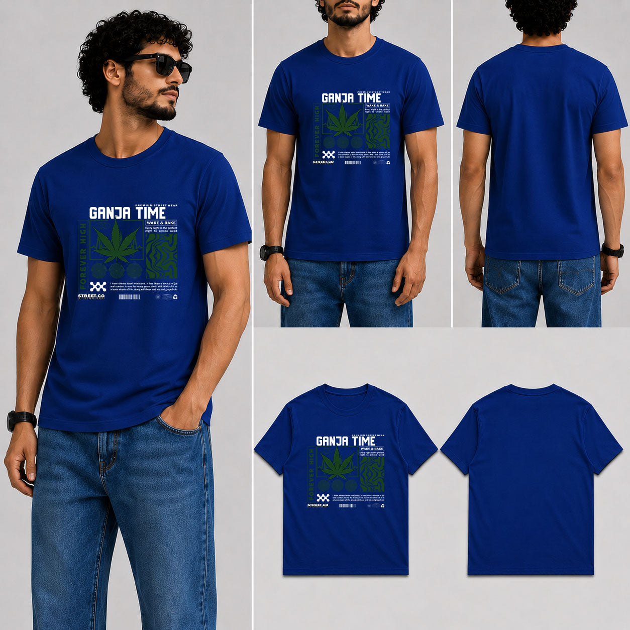 Ganja Time Male Round Neck Half Sleeve T-Shirt