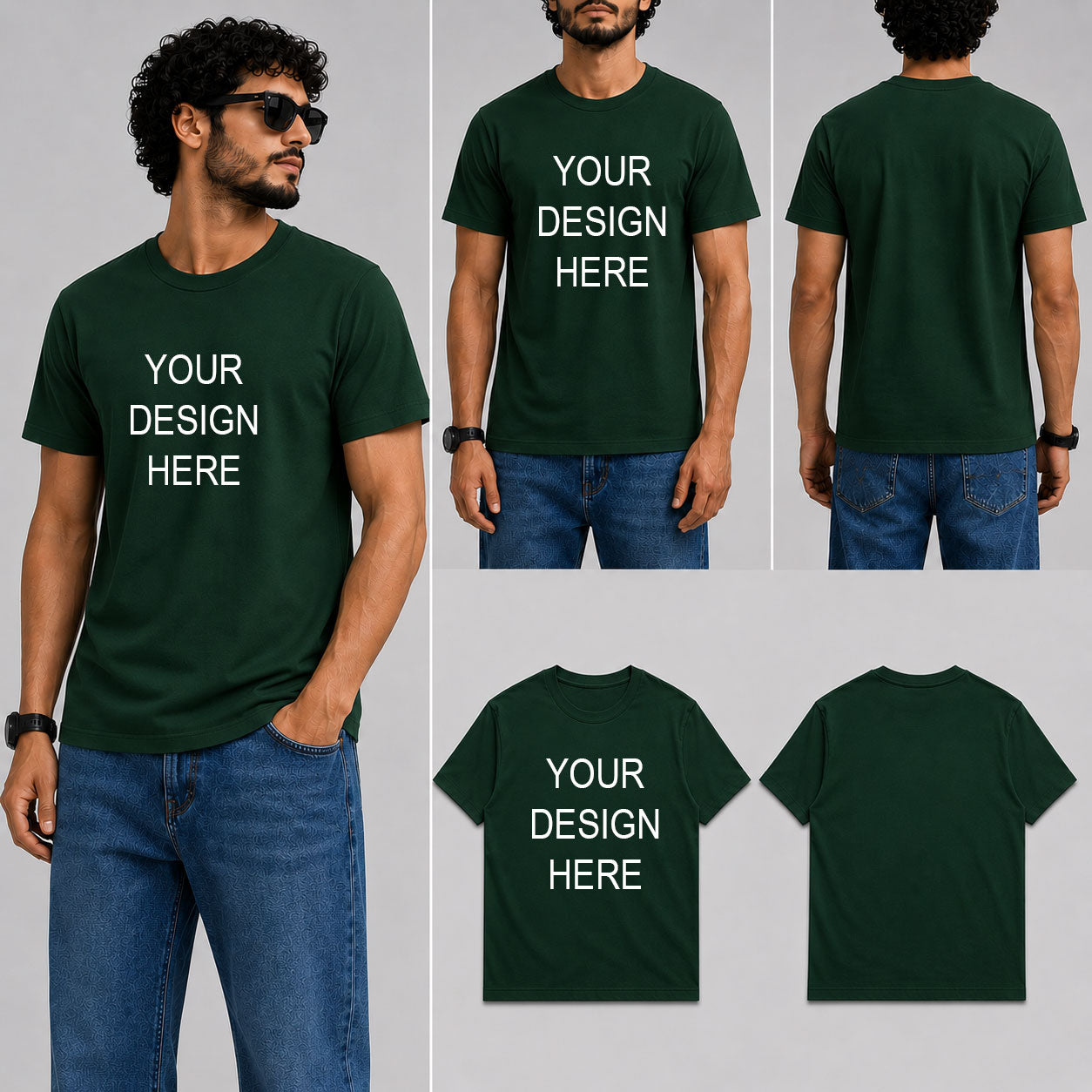 Customized Custom Personalized Male Round Neck Half Sleeve T-Shirt