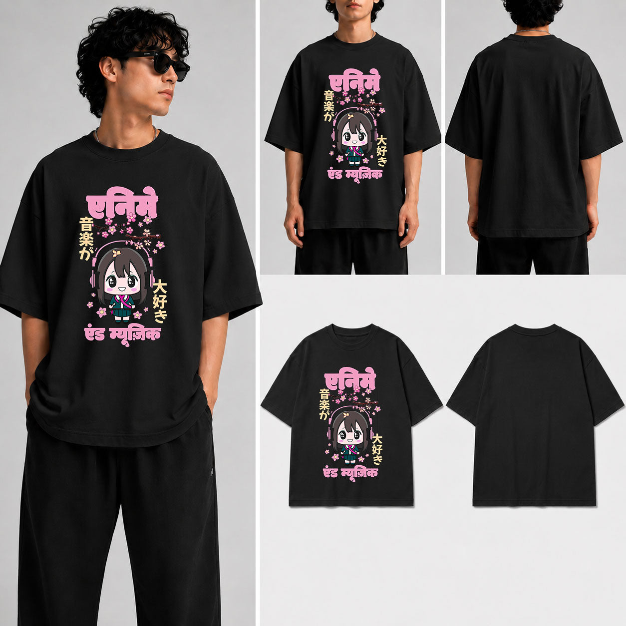 ANIME AND MUSIC Unisex Oversized Standard T-Shirt for man & women