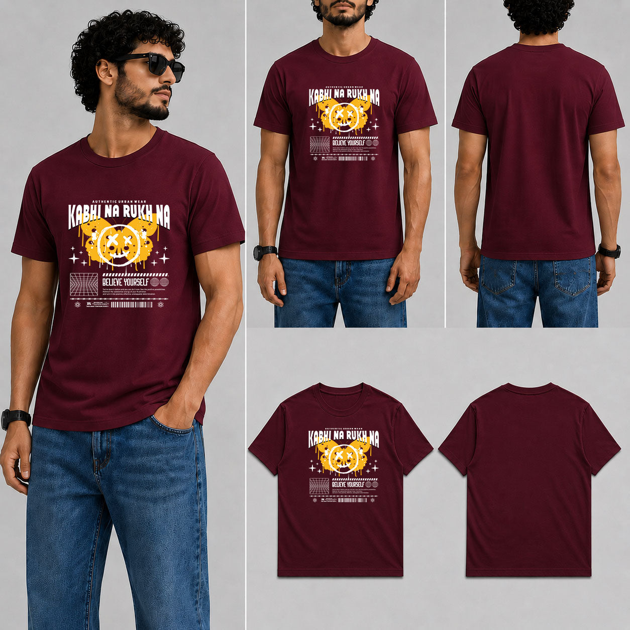 Kabhi Na Rukh Na Male Round Neck Half Sleeve T-Shirt