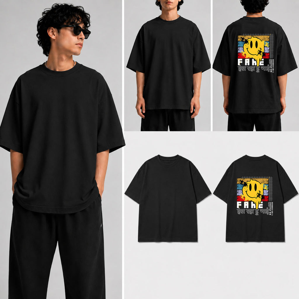 Fake हंस रहा हु भाई Unisex Oversized Standard T-Shirt for man & women