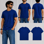 Plain Royal blue Male Round Neck Half Sleeve T-Shirt