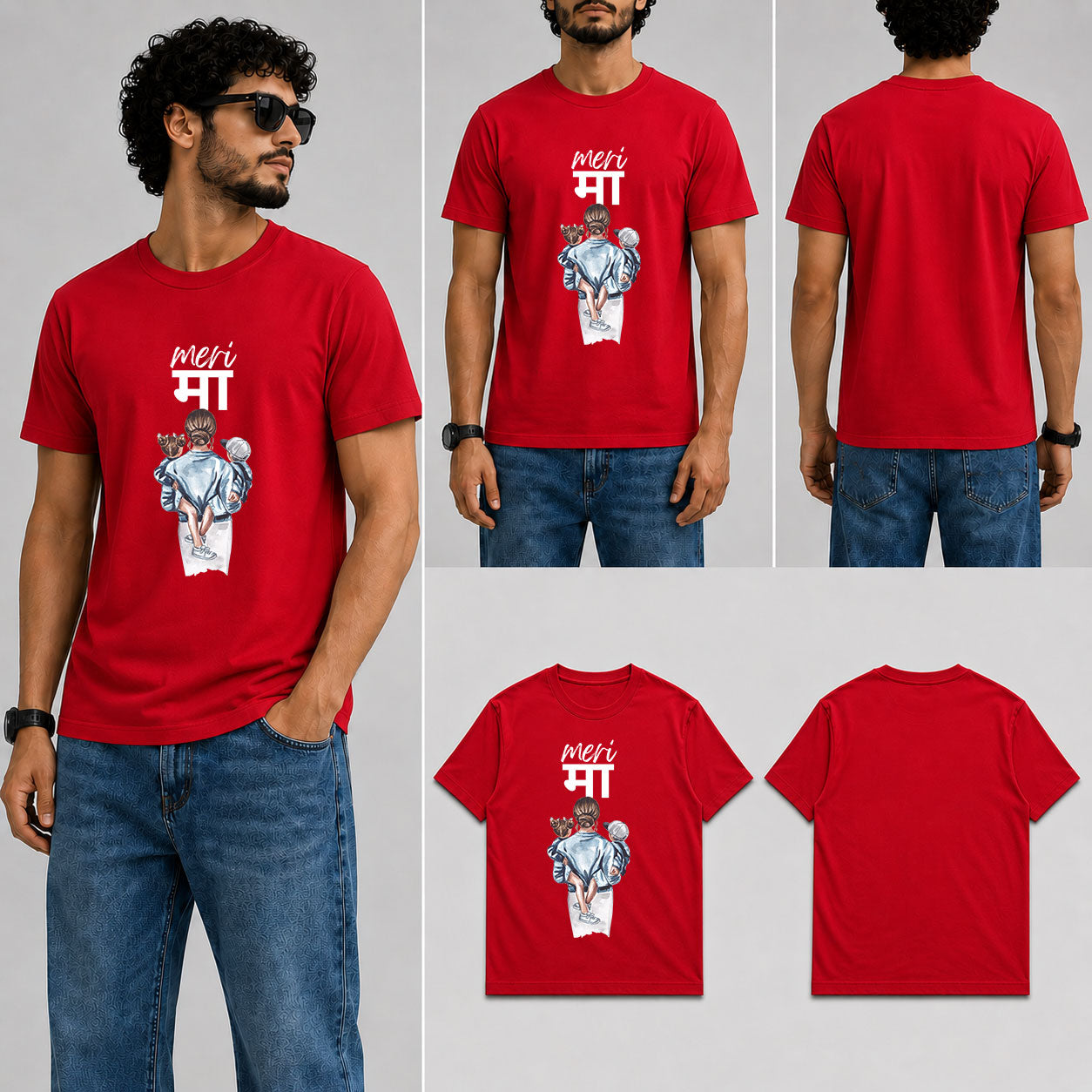 meri maa Male Round Neck Half Sleeve T-Shirt