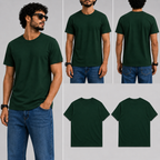 Plain Dark green Male Round Neck Half Sleeve T-Shirt