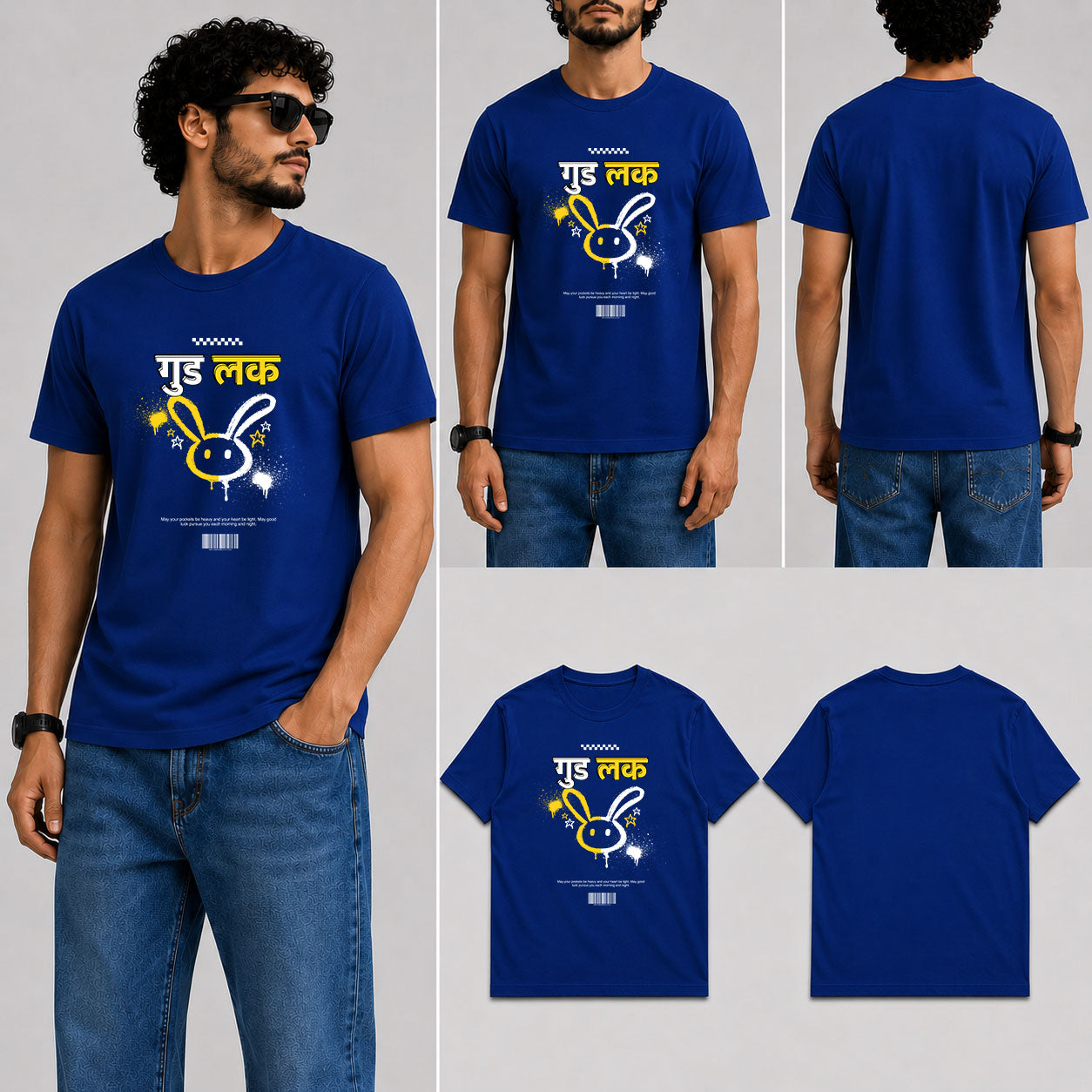 good luck Male Round Neck Half Sleeve T-Shirt