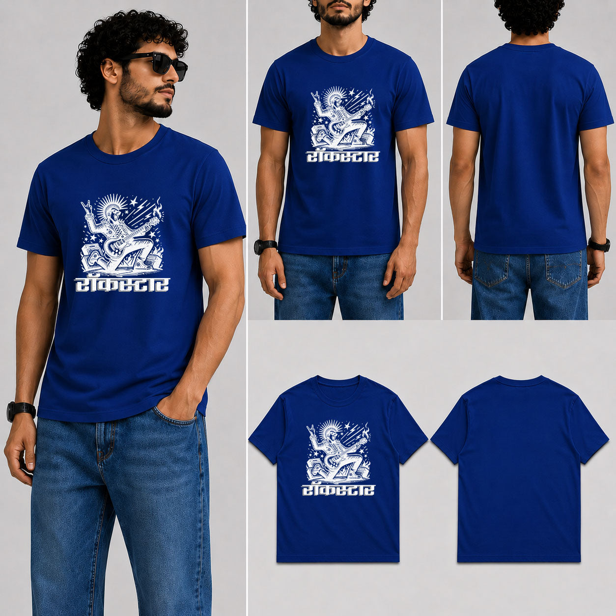 रॉकस्टार Male Round Neck Half Sleeve T-Shirt