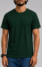 Plain Dark green Male Round Neck Half Sleeve T-Shirt