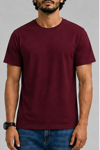 Plain Maroon Male Round Neck Half Sleeve T-Shirt