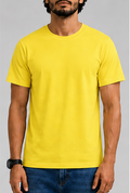 Plain Yellow Male Round Neck Half Sleeve T-Shirt
