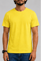 Plain Yellow Male Round Neck Half Sleeve T-Shirt