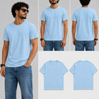 Plain Sky blue Male Round Neck Half Sleeve T-Shirt