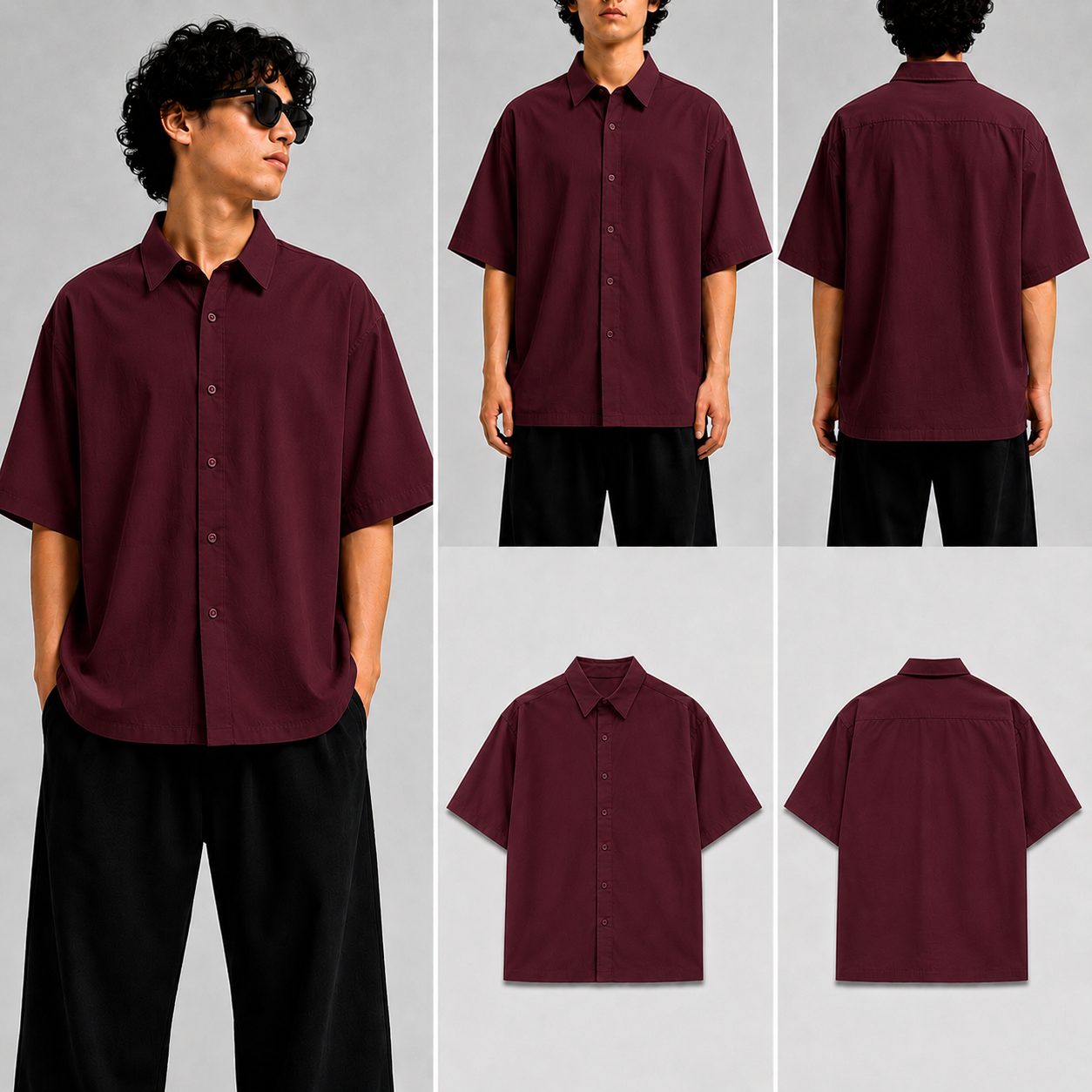 Plain Maroon Unisex Oversized Shirt for man & women