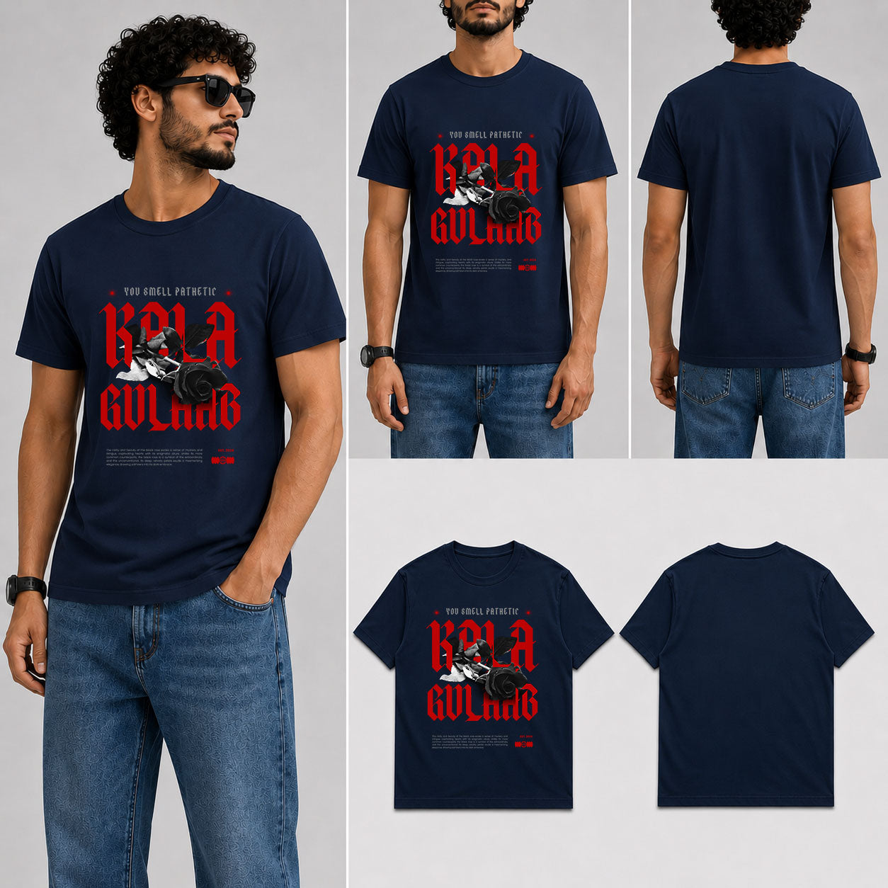 Kala Gulaab Male Round Neck Half Sleeve T-Shirt