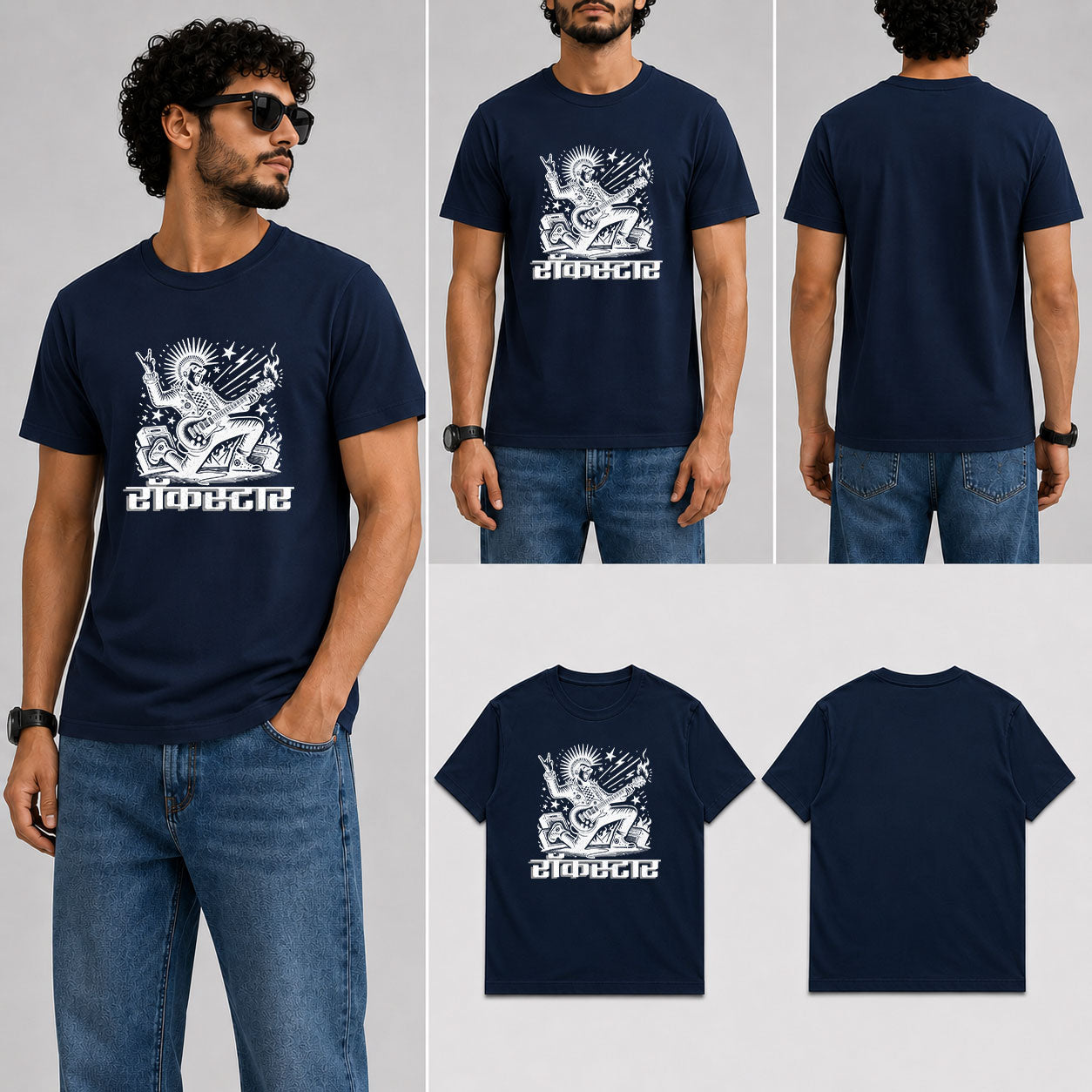 रॉकस्टार Male Round Neck Half Sleeve T-Shirt