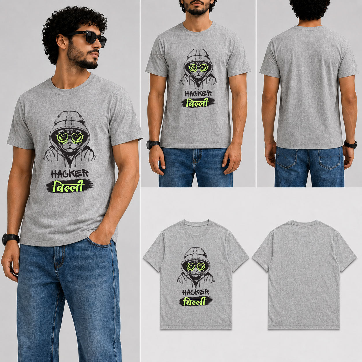 HACKER BILLI Male Round Neck Half Sleeve T-Shirt