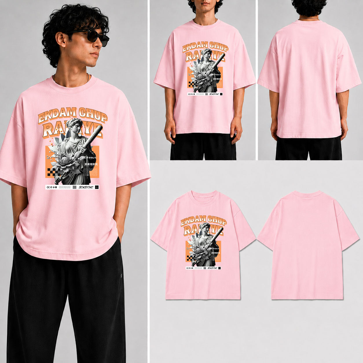 Ekdam ChuP Rahiye Unisex Oversized Standard T-Shirt for man & women