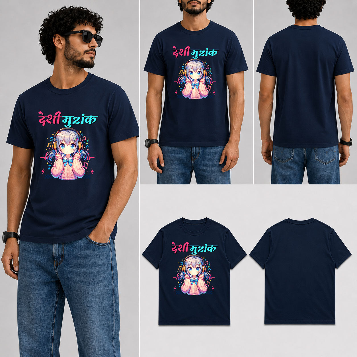 DESHI MUZIK Male Round Neck Half Sleeve T-Shirt
